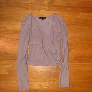 Tan V-neck long sleeve